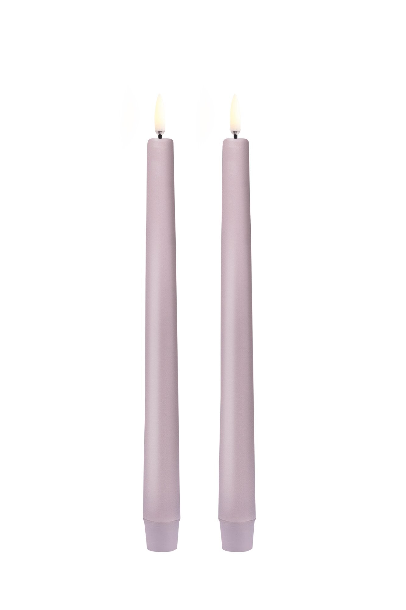 LED taper 2-pak kronelys, Light Lavender - H25 cm.